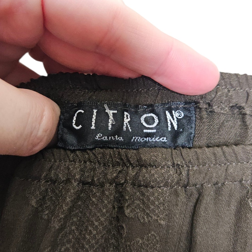 Citron Santa Monica NWT Silk Wide Leg Lounge Pants Dragon Asian Chocolate 0X - Picture 3 of 13